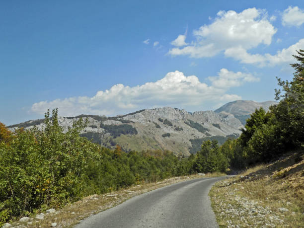 istock Old country road through the mountains 987123306