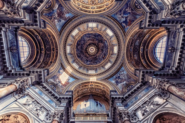 September 2017 - Navona piazza, Rome, Italy - Ceiling of the Sant'Agnese in Agone church in Rome