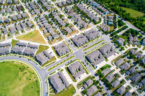 istock Above Rooftops Pflugerville , Texas Real Estate Suburb 987132208