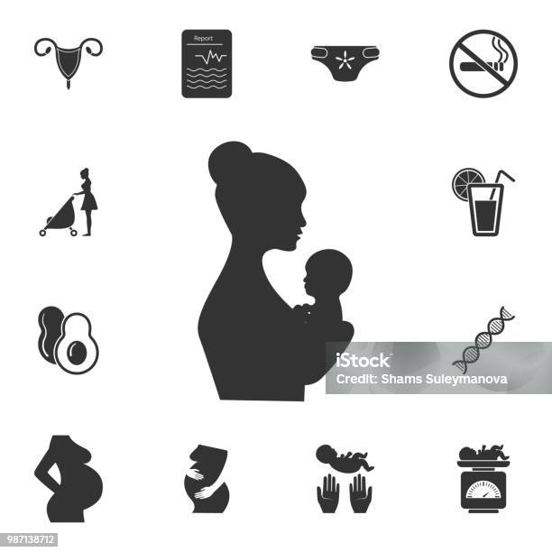 Mother And Baby Icon Simple Element Illustration Mother And Baby Symbol Design From Pregnancy Collection Set Can Be Used For Web And Mobile Stock Illustration - Download Image Now