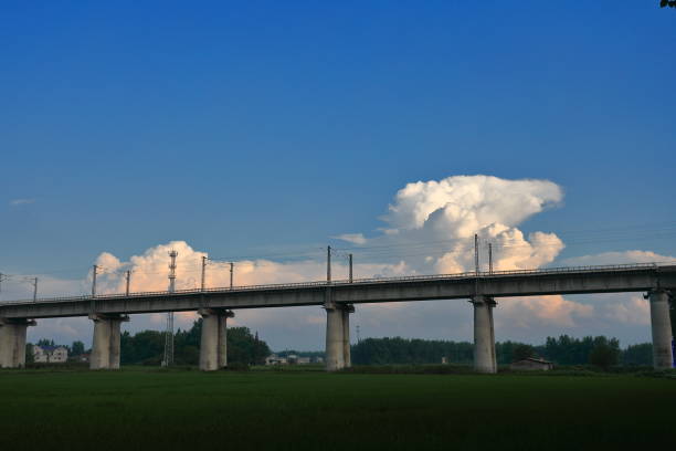 istock high speed railway  in blue sky 987157250