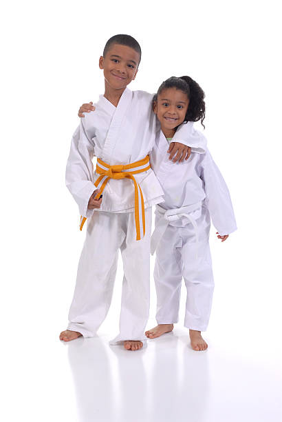 amigos - child karate little boys martial arts fotografías e imágenes de stock