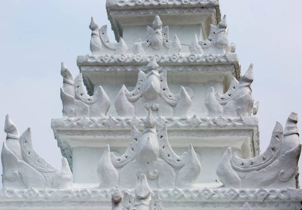 Detail of a white stupa at the Mahamuni Buddha Temple in Mandalay.