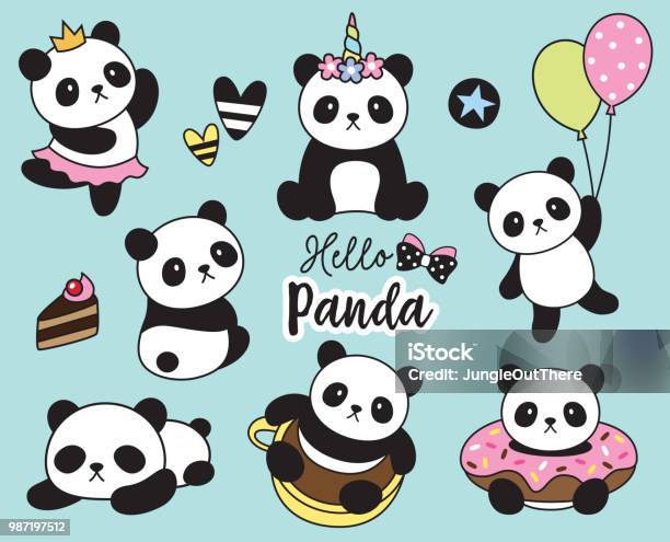 Cute Baby Panda Vector Illustration Stock Illustration - Download Image Now - Panda - Animal, Animal, Dancing