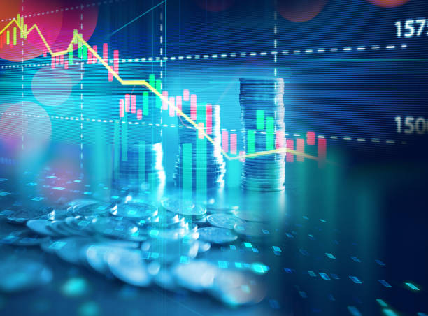 istock double exposure image of stock market investment graph and coins stack. 987215916
