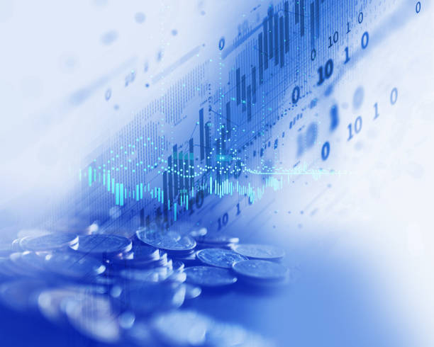 istock double exposure image of stock market investment graph and coins stack. 987216374