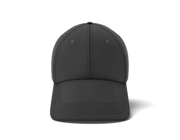 istock 3d rendering of a single black baseball cap hanging vertically on a white background with its visor down 987270370