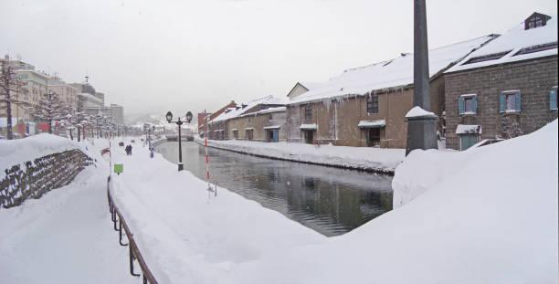 Local Otaru landmark canal and Ocityscape in winter