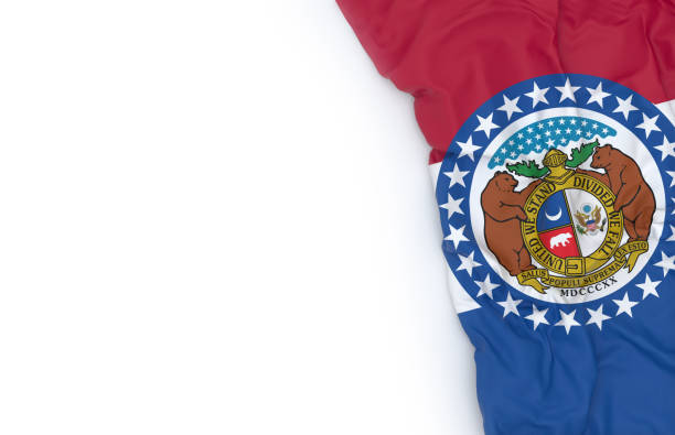 Missouri state flag on white board
