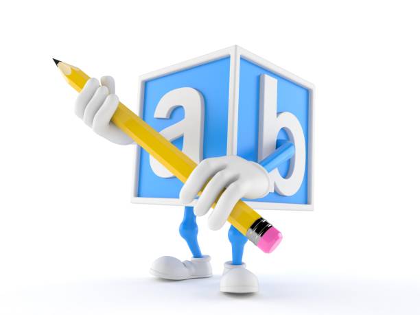 istock Toy block character holding big pencil 987303394