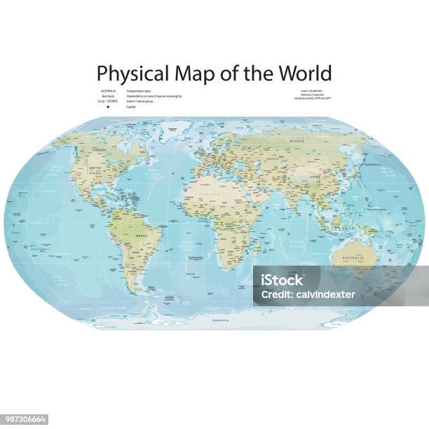 Physical Map Of The World Stock Illustration - Download Image Now - World Map, Topography, Relief Map