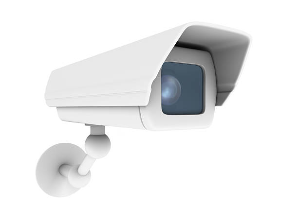 A picture of a white security camera