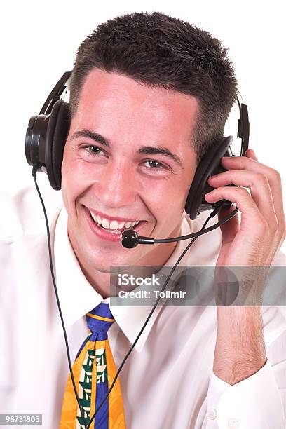 Friendly Telephone Operator Stockfoto en meer beelden van Alleen mannen - Alleen mannen, Alleen volwassenen, Alleen één jonge man