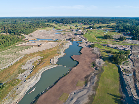Aerial view of a golf course in construction