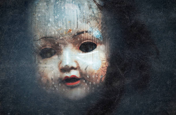 istock Creepy doll face, cyberpunk style 987324110