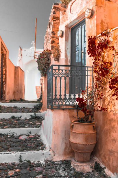 Greek street in orange tones