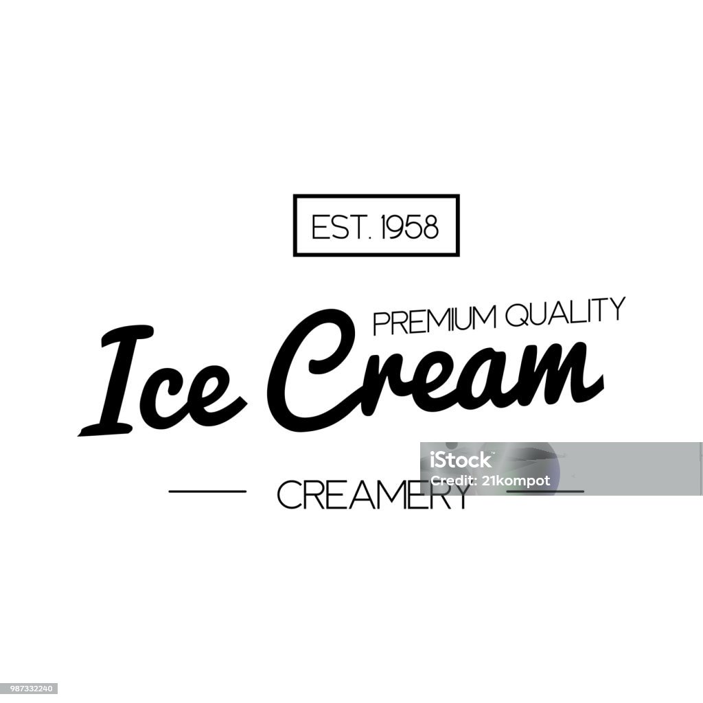Ice Cream Design Badges and Labels. Vector Illustration. Ice Cream Logo design element. Retro label for Ice Cream Shop. Vintage Emblem Creamery. Ice Cream and Frozen Yogurt Logos. Summer badges. Ice Cream Truck stock vector
