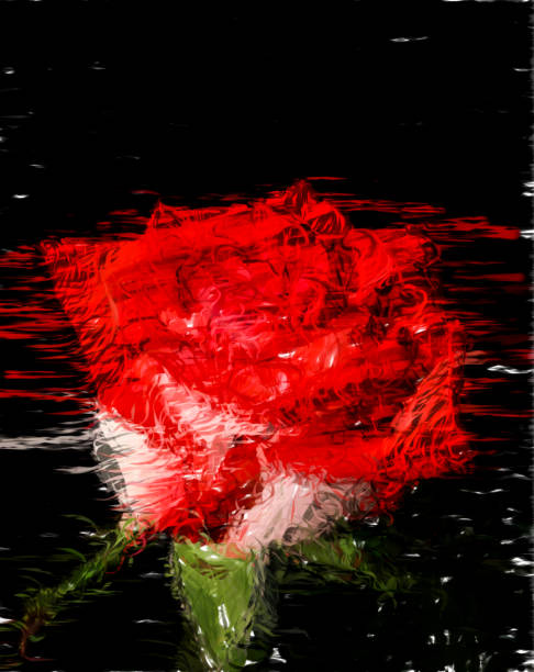 istock Romantic red rose on black background - HD Digital illustration 987349750
