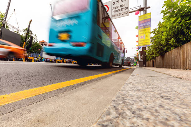 Public transit in Seoul, bus in downtown Public transit in Seoul, bus in downtown, South Korea. seoul bus stock pictures, royalty-free photos & images