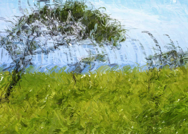 A high definition digital illustration of Trees in african plains