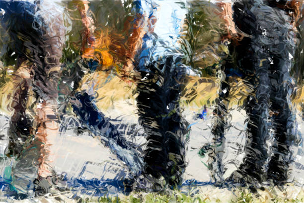 istock Skaters with skateboard  at the skatepark - HD Digital illustration 987350314