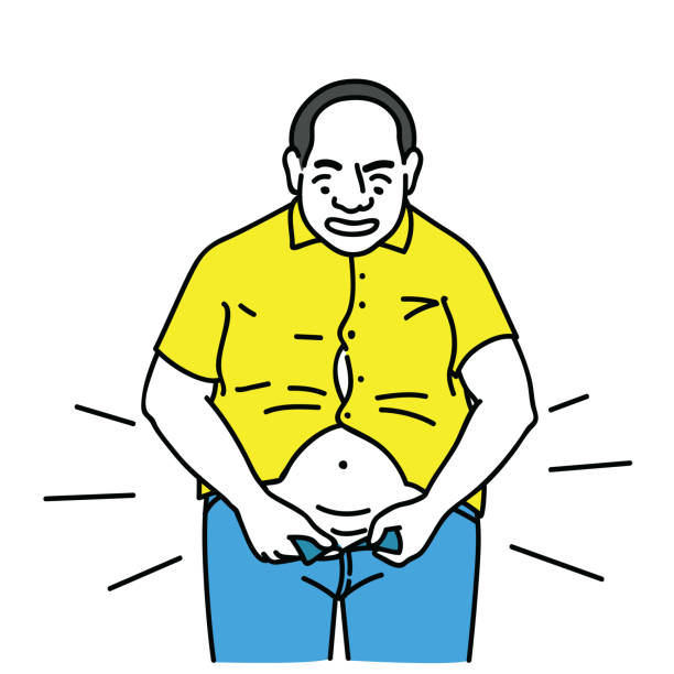 человек чувствует себя толстым - eating men fat overweight stock illustrations