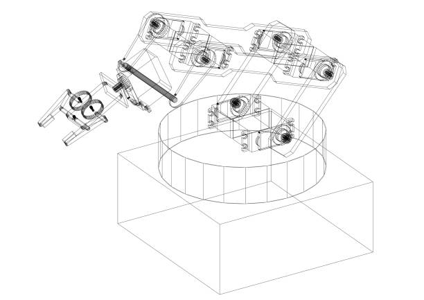 istock Industrial Robotic Arm Architect Blueprint - isolated 987354934