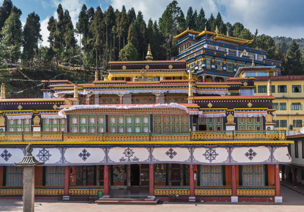 mosteiro de rumtek em sikkim - tibet monk architecture india - fotografias e filmes do acervo