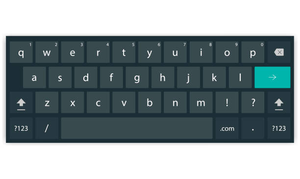 illustrazioni stock, clip art, cartoni animati e icone di tendenza di modello di tastiera mobile scuro - tastiera di computer