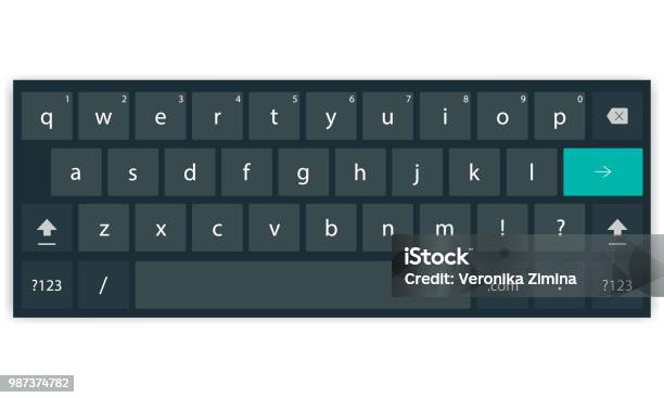 Dark Mobile Keyboard Template Stock Illustration - Download Image Now - Computer Keyboard, Digital Tablet, Keypad