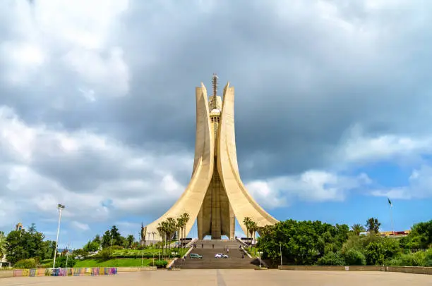Martyrs Memorial for Heroes killed during the Algerian war of independence. Algiers, North Africa