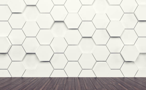 istock Abstact room with dark wood floor and futuristic wall. 3d render 987383244
