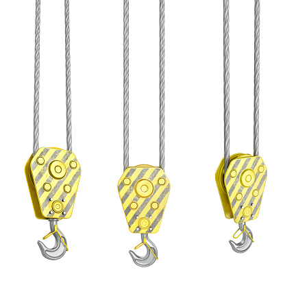 Set of crane hooks on a white background. 3d illustration