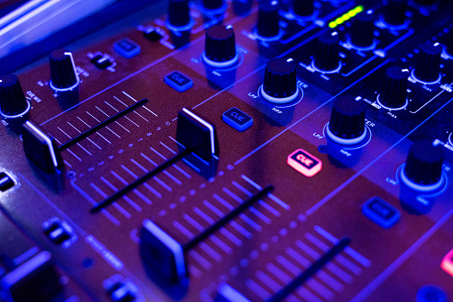 Close view on the buttons of the mixer