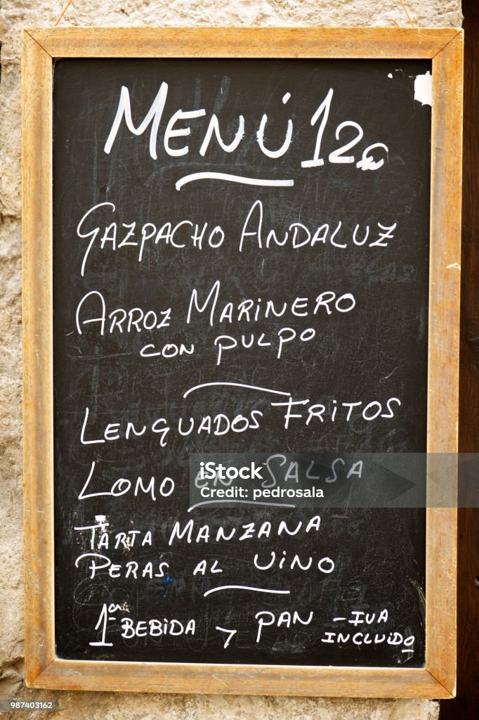 Spanish Menu In Spanish Typical Spanish Menu Board Stock Photo - Download Image Now ...