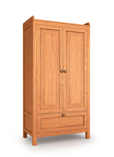 istock wooden cabinet, side view. 3d illustration 987412254