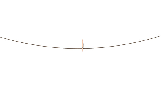 rope with clothespin isolated 3d illustration