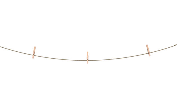 rope with clothespin isolated 3d illustration