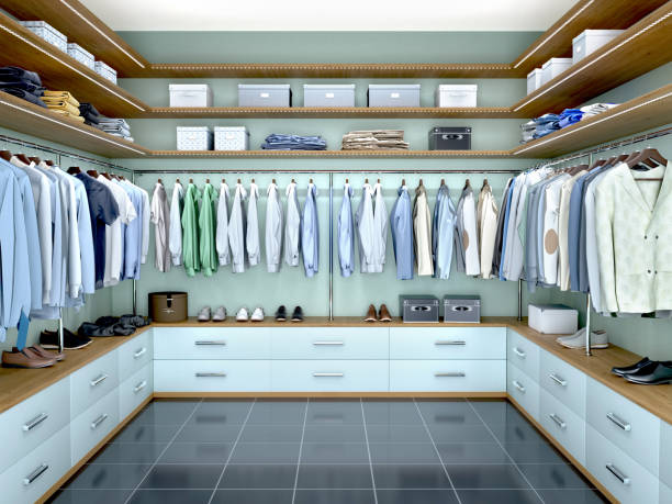istock Design of a modern men's wardrobe. 3d illustration 987413376