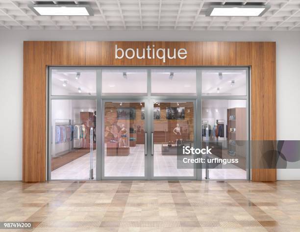 Store Exterior In Mall 3d Illustration Stock Photo - Download Image Now - Store, Shopping Mall, Facade