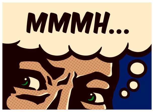 Pop art comic book style perplexed and suspicious man thinking and mumbling vector illustration Retro pop art comics panel with perplexed and suspicious man thinking and mumbling vector illustration suspicion stock illustrations