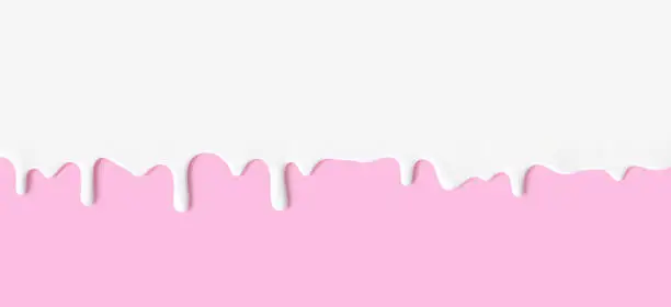 Vector illustration of Dripping paint, Yogurt or Milk flowing down