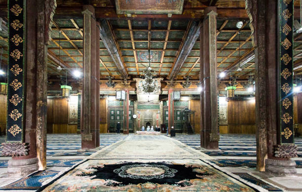 Prayer hall of the Great Mosque of Xian stock photo