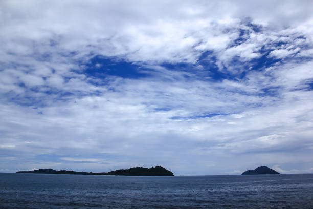 istock Mountains and the sea on a bright sky 987543622
