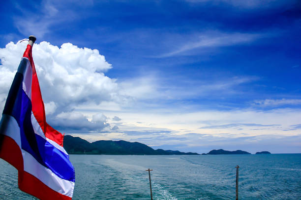 istock Thai flag with sky and sea 987544052