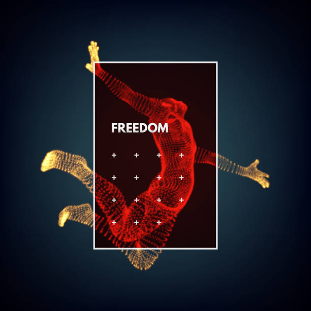 istock Business, freedom or happiness concept. 3d model of man. Human body model. Vector illustration. 987544884