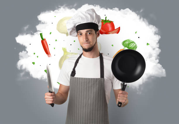 istock Vegetables on cloud with male cook 987552264