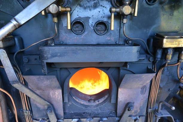 Steam boiler on a steam engine Steam boiler on a steam engine firebox steam engine part stock pictures, royalty-free photos & images
