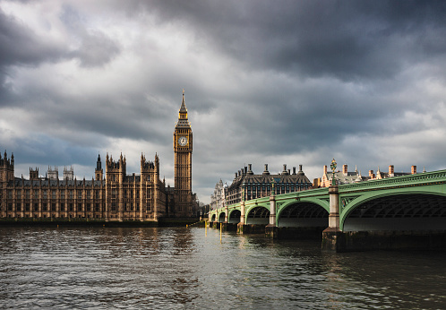 Clouds over Big Ben and the Houses of Parliament in London