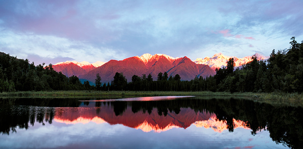 Evening Light At Lake Matheson In New Zealand